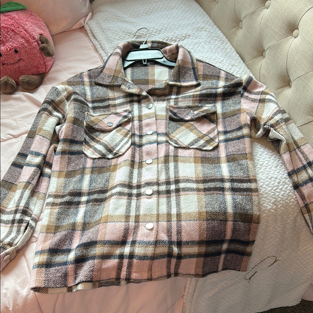 Plaid Women's Jacket in Pink and Tan